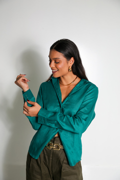 Camisa 100% linho - Verde - loja online