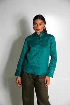 Camisa 100% linho - Verde - comprar online