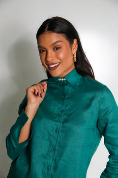 Camisa 100% linho - Verde na internet