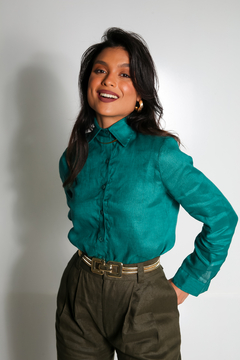 Camisa 100% linho - Verde - Slou