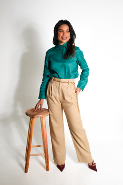 Camisa 100% linho - Verde