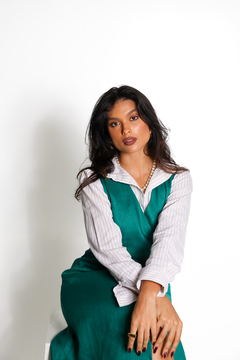 Vestido Luísa - 100% linho Verde - Slou