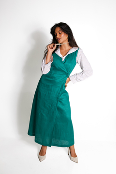 Vestido Luísa - 100% linho Verde - loja online