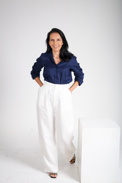 CAMISA 100% LINHO - AZUL MARINHO - Slou