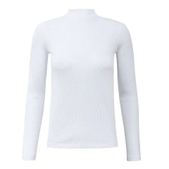 GOLA TURTLENECK MANGA LONGA EM RIBANA DE ALGODÃO - BRANCO - Slou