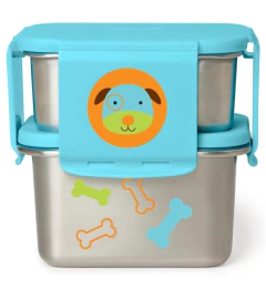 Kit Lanche 2Pçs Aço Inoxidável ZOO - Cachorro SKIP HOP