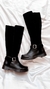 Botas Bucaneras bajas Cuero Vegano-Gamuza LAURA negro.