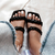 Sandalias Mujer Chatitas Dos Trenzas finas PAULA negro. - tienda online