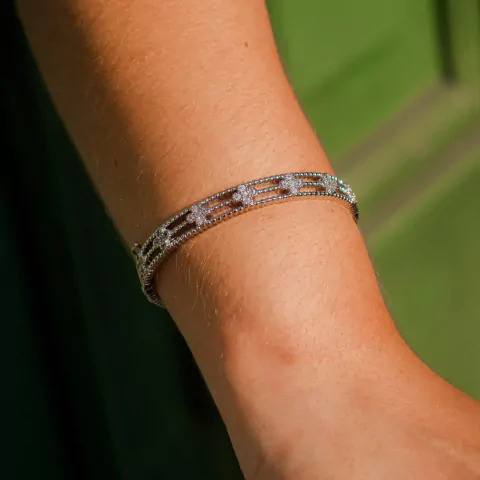 Bracelete Trevo Ródio Branco