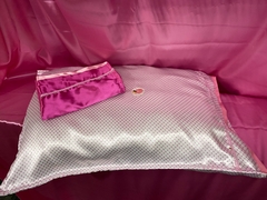 Dupla de fronhas em cetim "Poá pink minimalista + pink"