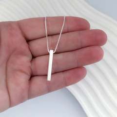 Colar 45cm Pingente Palito Banho de Prata - Elephann Acessórios