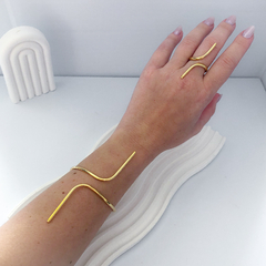 Kit Tips (Bracelete + Anel) Banho de Ouro - comprar online
