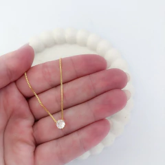 Conjunto Colar 45cm + Brinco Ponto de Luz Banho de Ouro 18k na internet