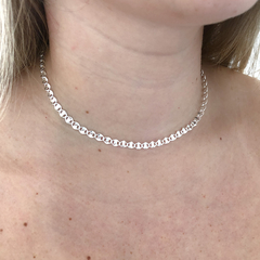 Choker Corrente Piastrine Banho de Prata