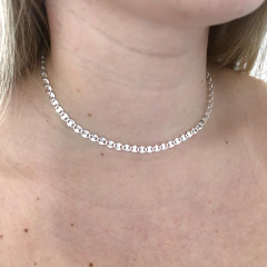 Choker Corrente Piastrine Banho de Prata