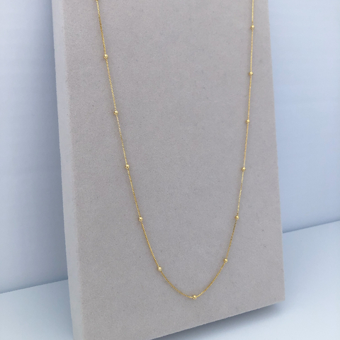Colar Longo Bolinha Veneziana 60 cm Banho de Ouro 18k