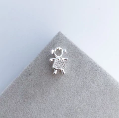 Pingente Filha Menina com Zircônias Banho de Prata