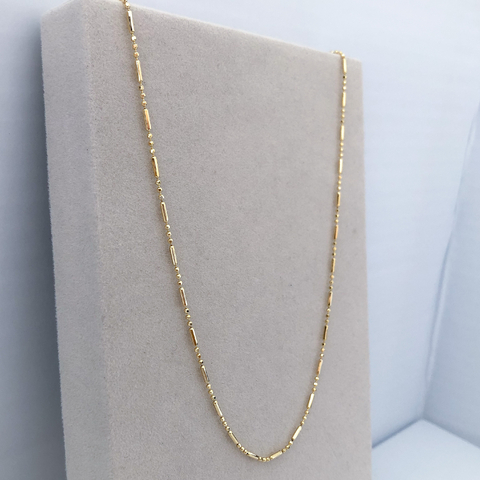 Colar Longo Palito e Bolinhas Banho de Ouro 18k