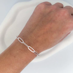 Pulseira Elos Longos Banho de Prata