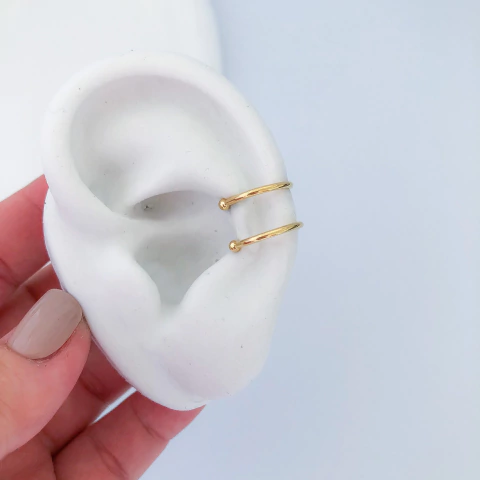 Piercing Fake 2 Fios Banho de Ouro 18k