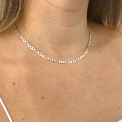 Choker Corrente Fígaro Banho de Prata