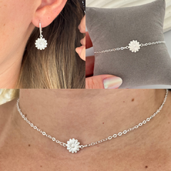 Kit Margarida (Argolinha + Choker + Pulseira) Banho de Prata - comprar online