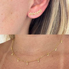 Kit Estrelas (Choker + Brinco Earcuff) Banho de Ouro - comprar online