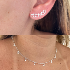 Kit Estrelas (Choker + Brinco Earcuff) Banho de Prata - comprar online