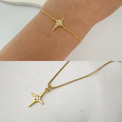 Kit Star (Colar + Pulseira) Banho de Ouro - comprar online