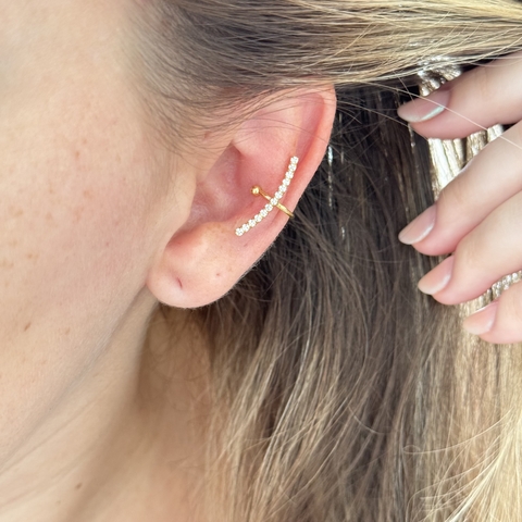 Piercing Fake Curva Zircônias Banho de Ouro 18k - comprar online