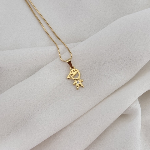 Colar Pingente Delicado Menino Microzircônia Banho de Ouro - comprar online