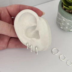 Trio de Argolas Finas Lisas Banho de Prata - comprar online