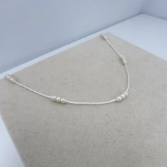 Choker Mini Pérolas Corrente Veneziana Banho de Prata