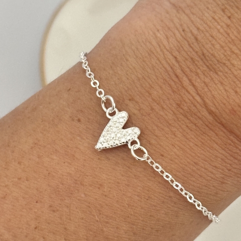 Pulseira Coração Puxadinho Banho de Prata - comprar online