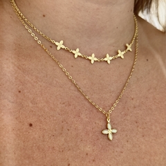 Choker Flores de 4 Pétalas Banho de Ouro - loja online