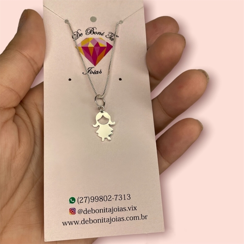 Cordão de prata bonequinho filhos - comprar online