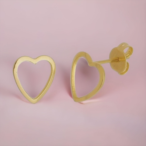 Brinco coração ouro 18k 0,9 cm