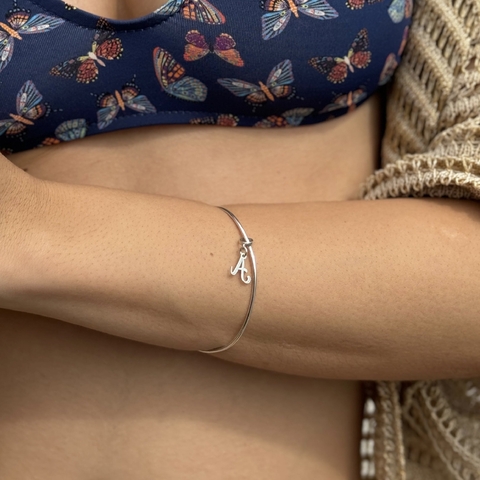 Pulseira bracelete rígido de prata