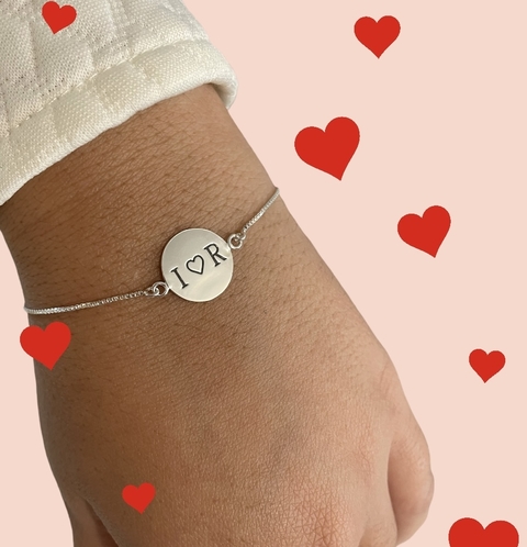 Pulseira iniciais coração de prata - comprar online