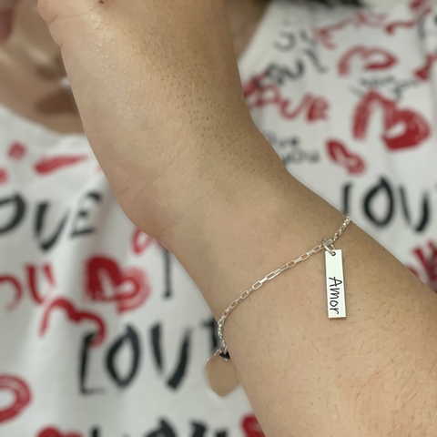 Pulseira de prata plaquinha personalizada - comprar online