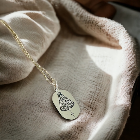 Cordão prata pingente religioso família