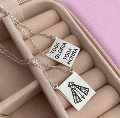 Escapulário de prata personalizado nossa senhora