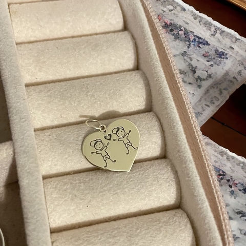 Pingente coração filhos em ouro 18k