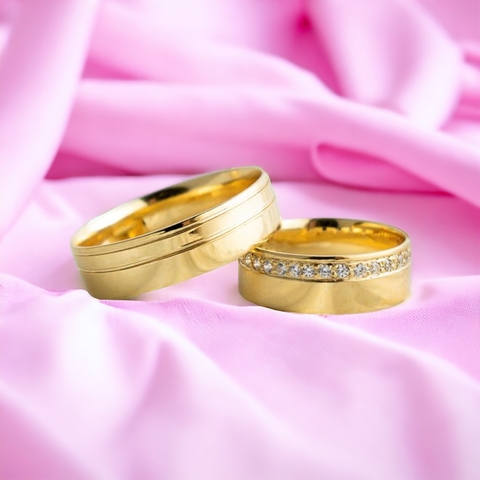 Aliança em ouro 18k 5,5mm 8g cravação