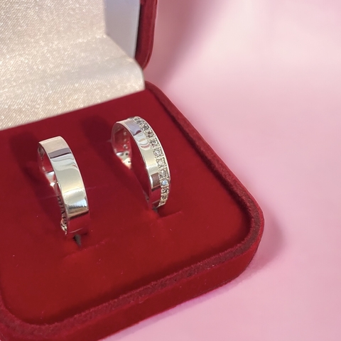 Aliança de prata com cravação aliança completa 6mm largura
