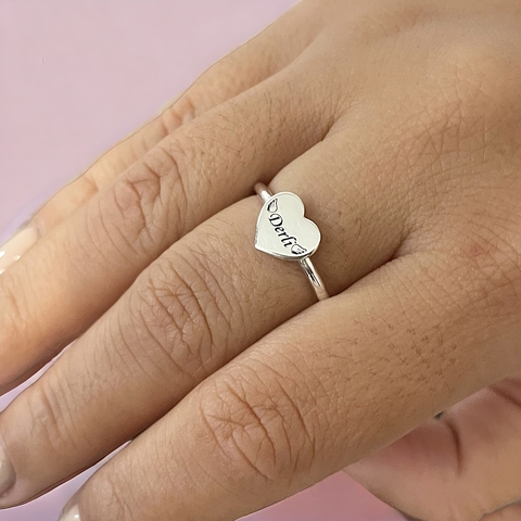 Anel de prata coração eternizado