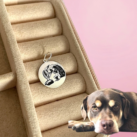 pingente memória dog eternizada em foto de prata