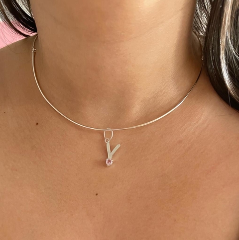 Choker semi aro pingente inicial ponto - comprar online