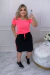 Conjunto Ester Chiclete- Saia Short e T-Shirt - Rose Fitness