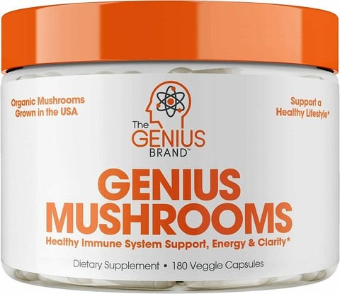 Genius Mushroom Cogumelos Lions Mane (Juba de Leão), Cordyceps e Reishi Suplemento Nootrópico 180 Cápsulas Vegetais